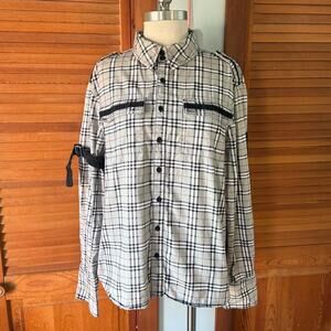 Vintage Tripp NYC Punk Goth Y2K Gray Plaid Cotton Unisex Shirt M-XL